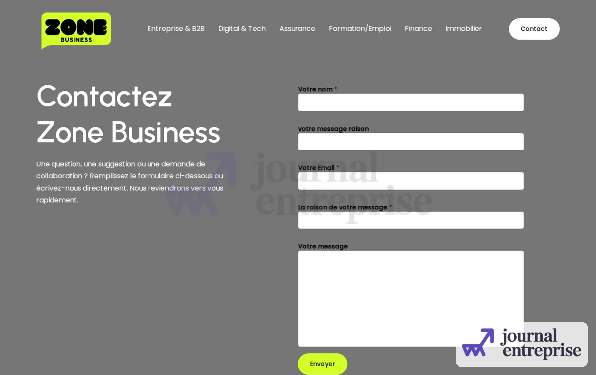 Capture : Contact - Zone business